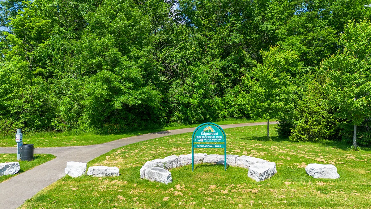 Ground-level view of Edgewood Woodlot Park