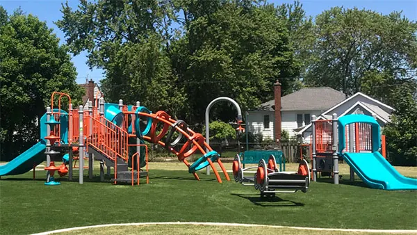 Ground-level view of Russell Park